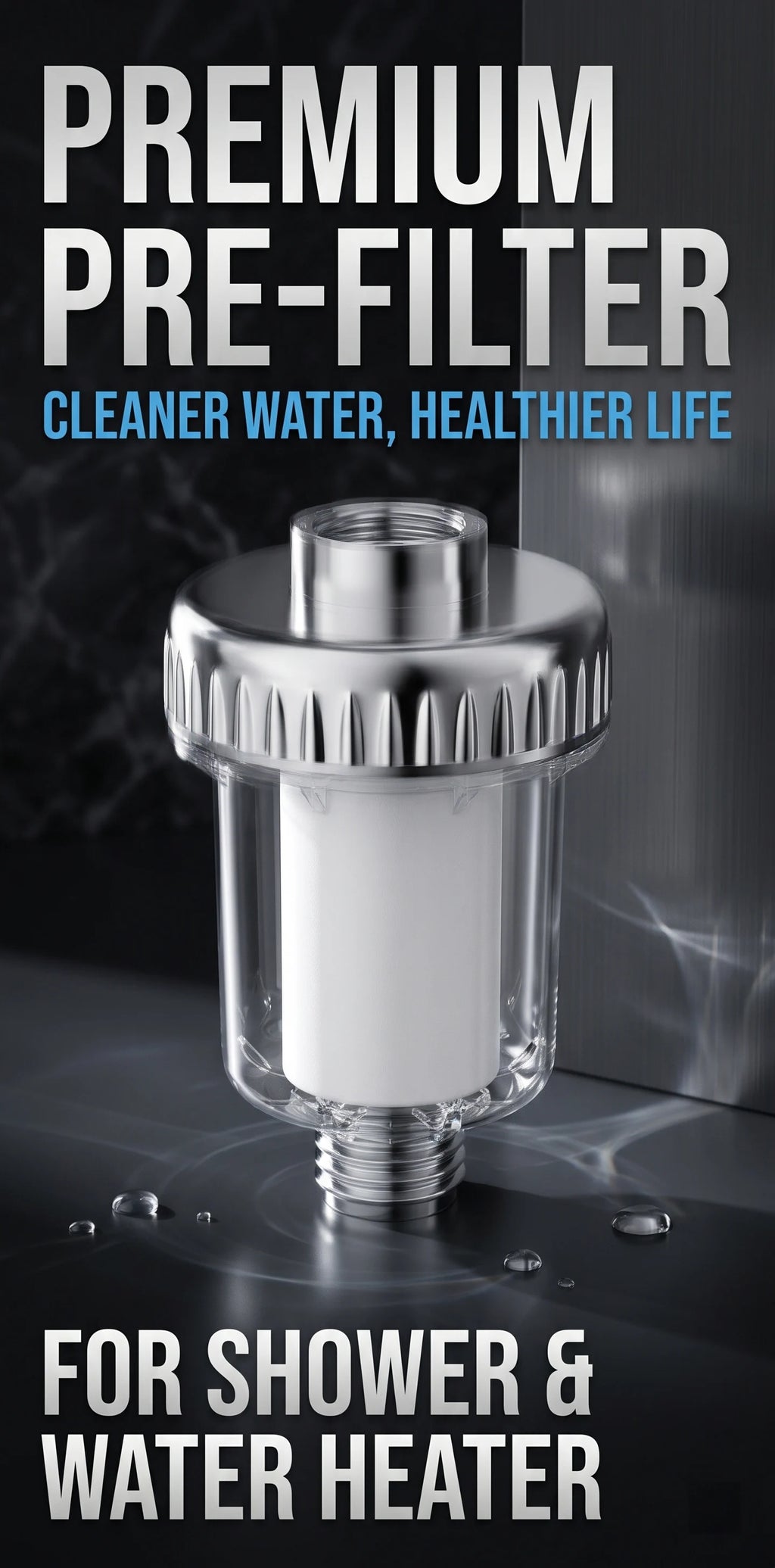 Water Heater Pre Filter Shower Head Filter Transparent Window 20mm Universal Connector Hard Water Purifier Accessory