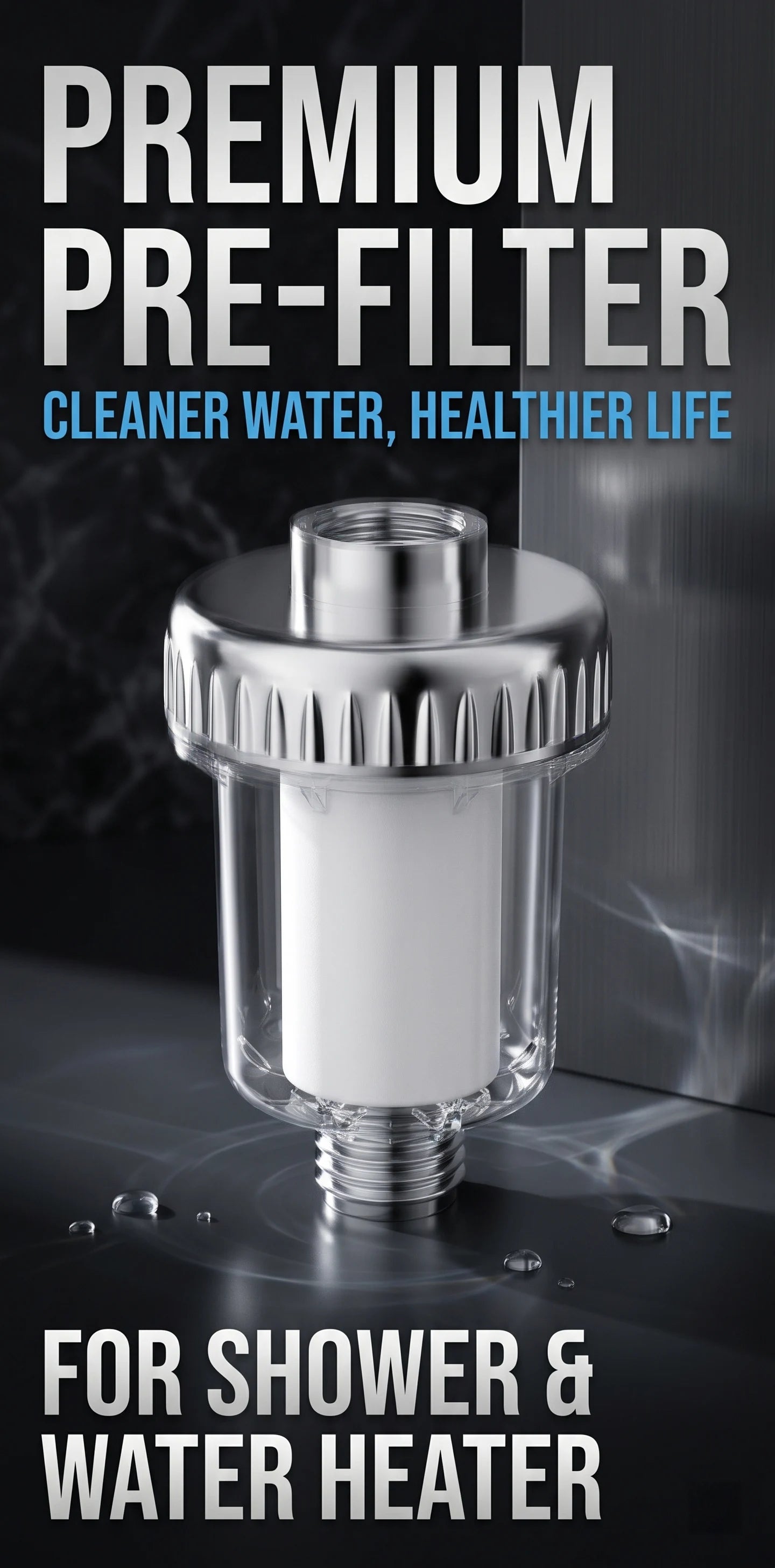 Water Heater Pre Filter Shower Head Filter Transparent Window 20mm Universal Connector Hard Water Purifier Accessory