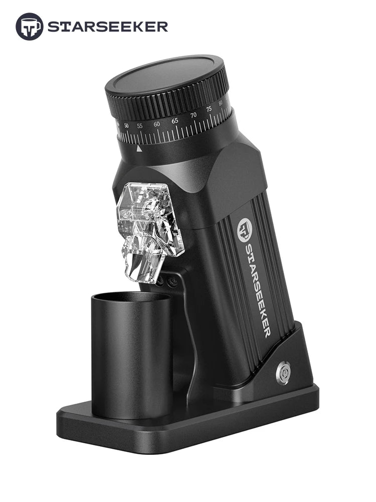 STARSEEKER E64 Electric Coffee Grinder Home 64mm Titanium Plated Flat Burr 1800RPM For Espresso Coffee Bean Stepless Adjustment