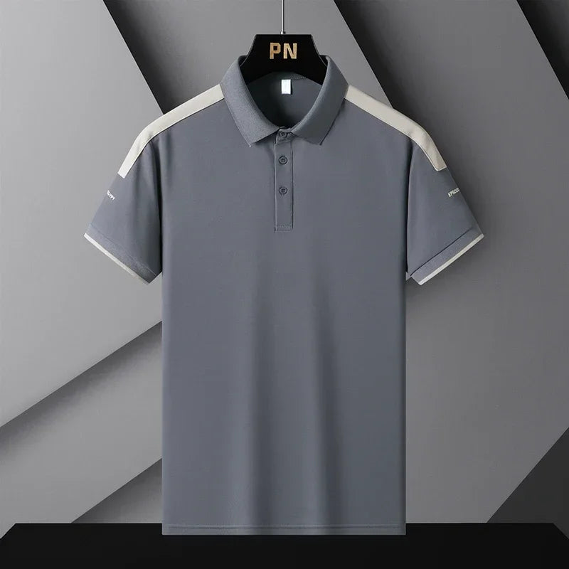 Business Casual Fashion Patchwork T-shirts Contrasting Colors Summer Short Sleeve Men's Clothing Polo-Neck All-match Polo Shirts