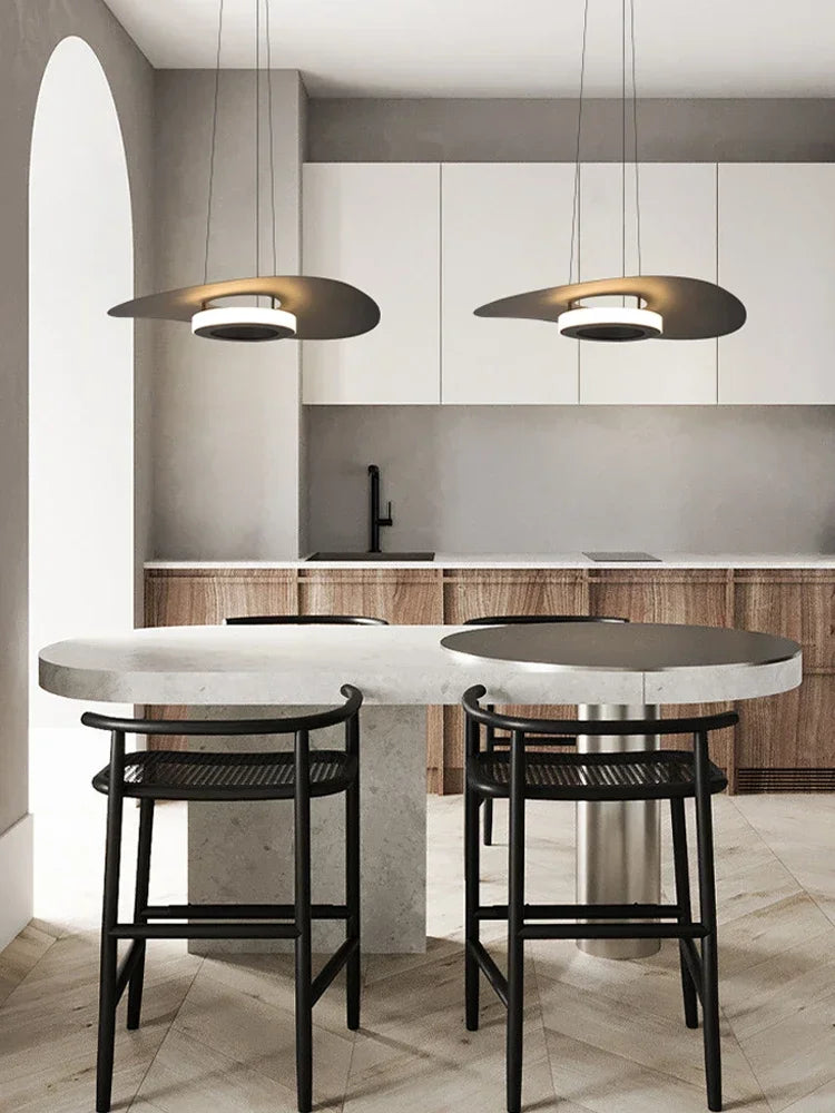 Modern Simple Black White LED creative chandelier Lighting,Suspension Home Decor Indoor Nordic Fixtures for Living Room Aisle