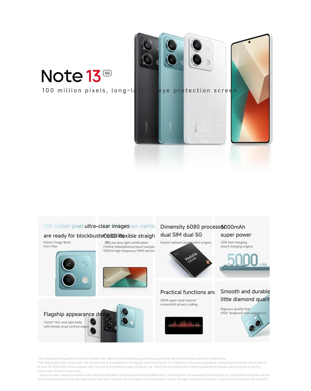 Redmi Note 13 5G 6GB 8GB RAM 128GB 256GB ROM SmartPhone 6.67inch 140Hz 100MP 5000mAh used phone