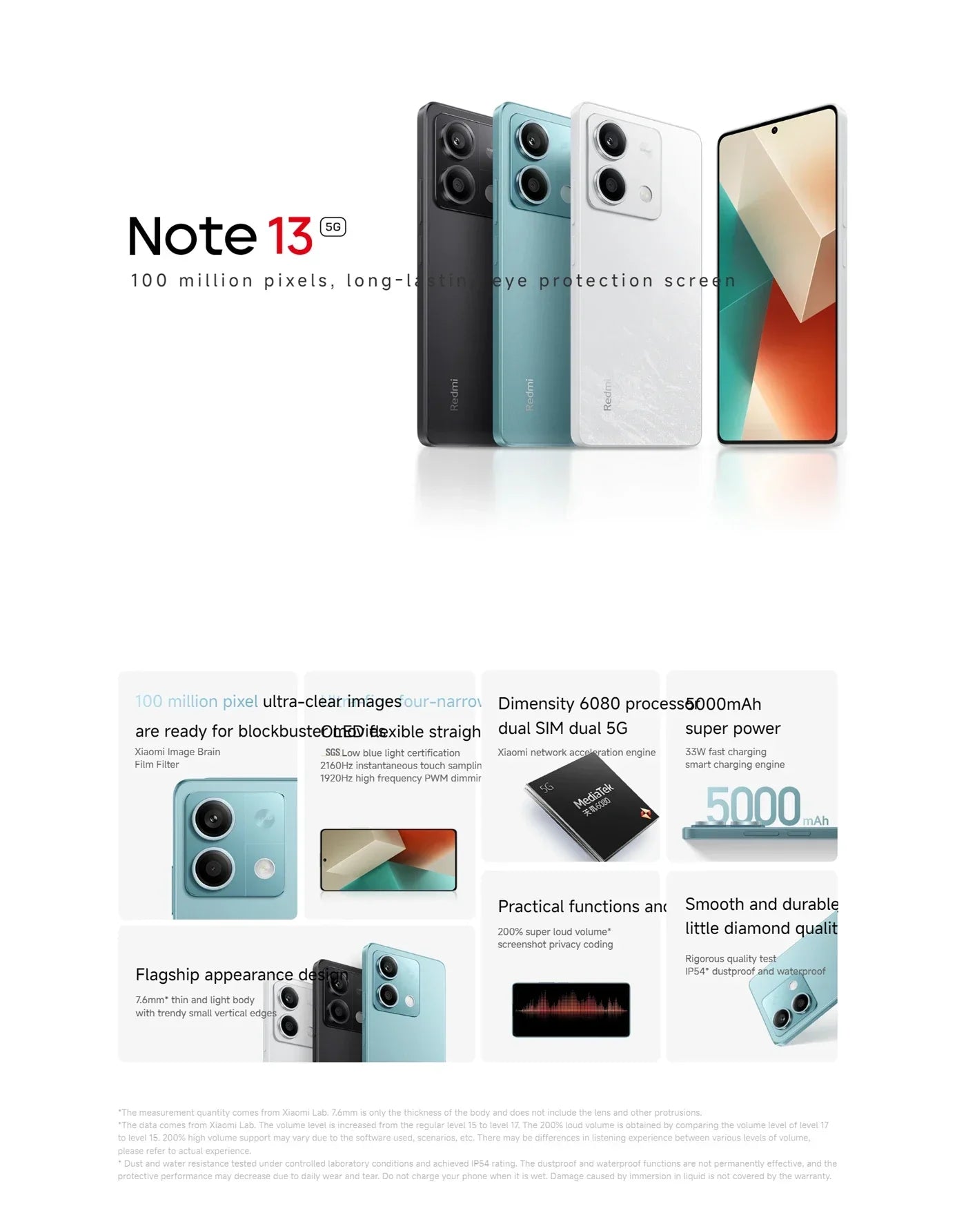 Redmi Note 13 5G 6GB 8GB RAM 128GB 256GB ROM SmartPhone 6.67inch 140Hz 100MP 5000mAh used phone