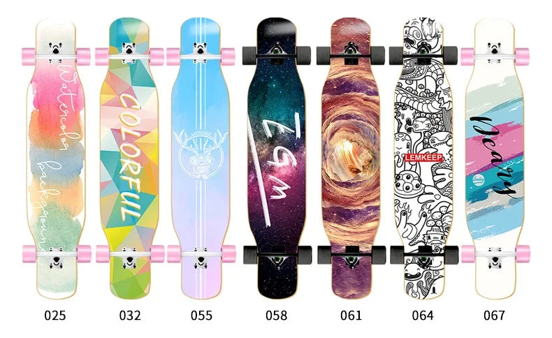 Longboard Beginner Boys and Girls Adult Professional Double Dancing Board 44in Teen Maple Quad