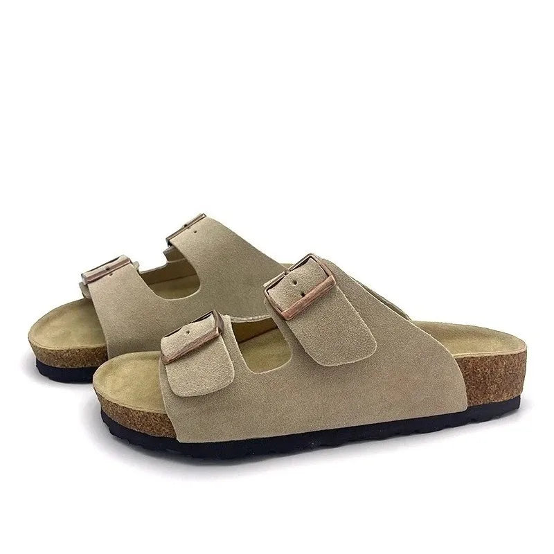High-quality Vintage Fashion Suede Leather Sandals, Unisex, Spring and Autumn Trendy Premium Slippers