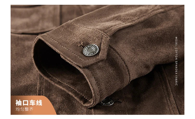 Spring and Autumn Men's Fashion Casual Slim-fit British Style Outdoor Sports Cargo Retro Suede Coat Youth All-match Cargo Jacket