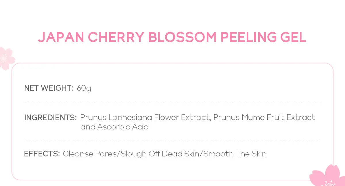 Sakura Peeling Gel Gentle Facial Exfoliator Remove Dead Skin Deep Clean Pores Hydrating Smooth Skin Facial Care 60g