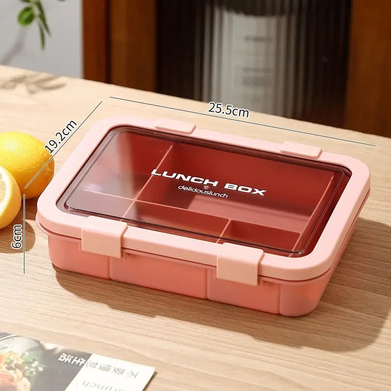 1500ML Bento Box Portable Lunch Box Kids Students Office Lunch Box with Spoon Fork Leakproof Microwavable Food Storage Container