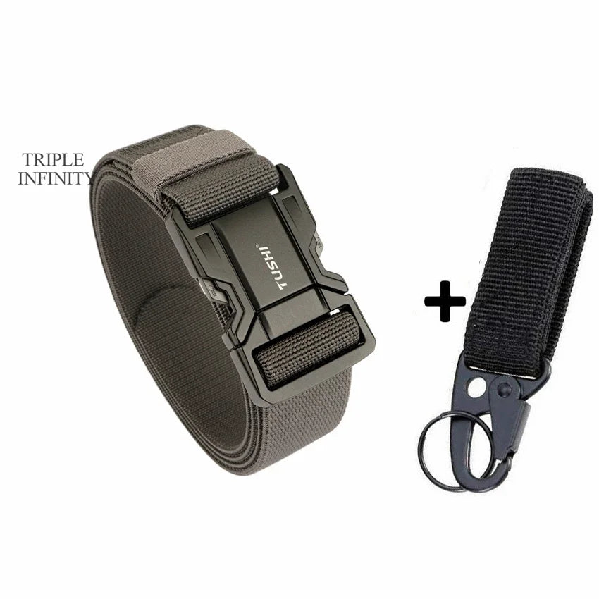 Quick Release Military Tactical Belts With Metal Buckle Durable Elastic Waist Belt Men Outdoor Training Stretch Strap For Pants