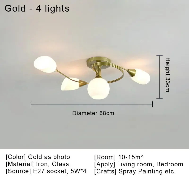 2025 Modern Led Ceiling Chandelier Nordic Glass Lamp Bedroom Kitchen Living Room Dining Room Decoration Home Ceiling Light Fixtu