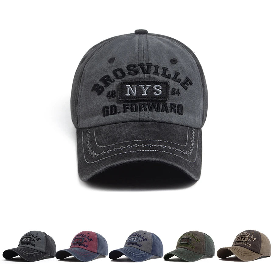 Vintage Washed Two Tone Baseball Cap Men Women Letter Embroidery Distressed Dad Hat Contrast Stitch Adjustable Sun Hat Unisex