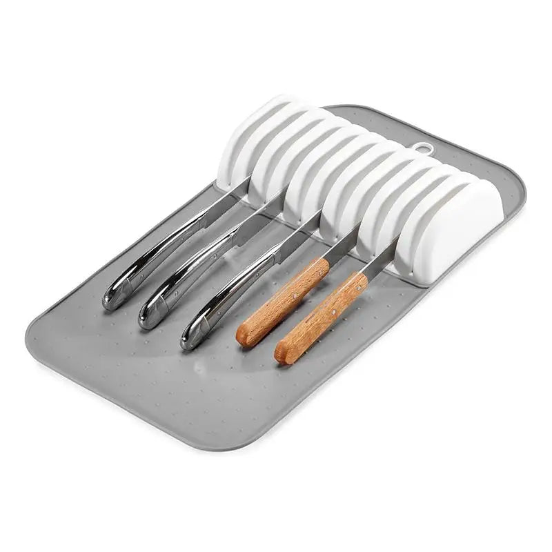 Premium Knife Holder Organizer – Soft-Grip, Non-Slip Knife Mat with 5 or 11 Slots for Kitchen Drawer Storage