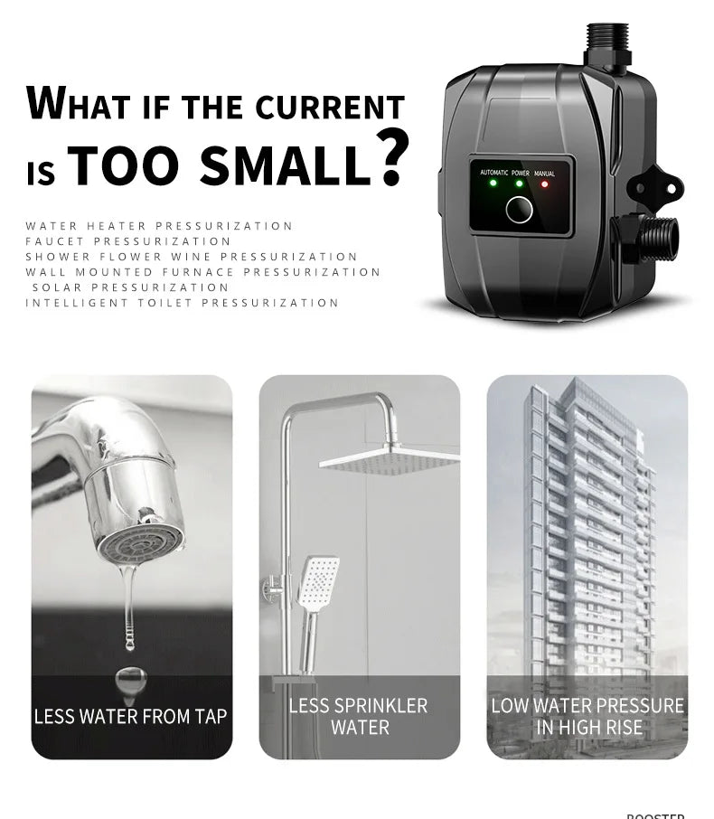 110V/220V New Automatic Booster Pump Tap Water Pipeline Booster Water Heater Shower Shower Bath Water Pressure Pressurized Mute