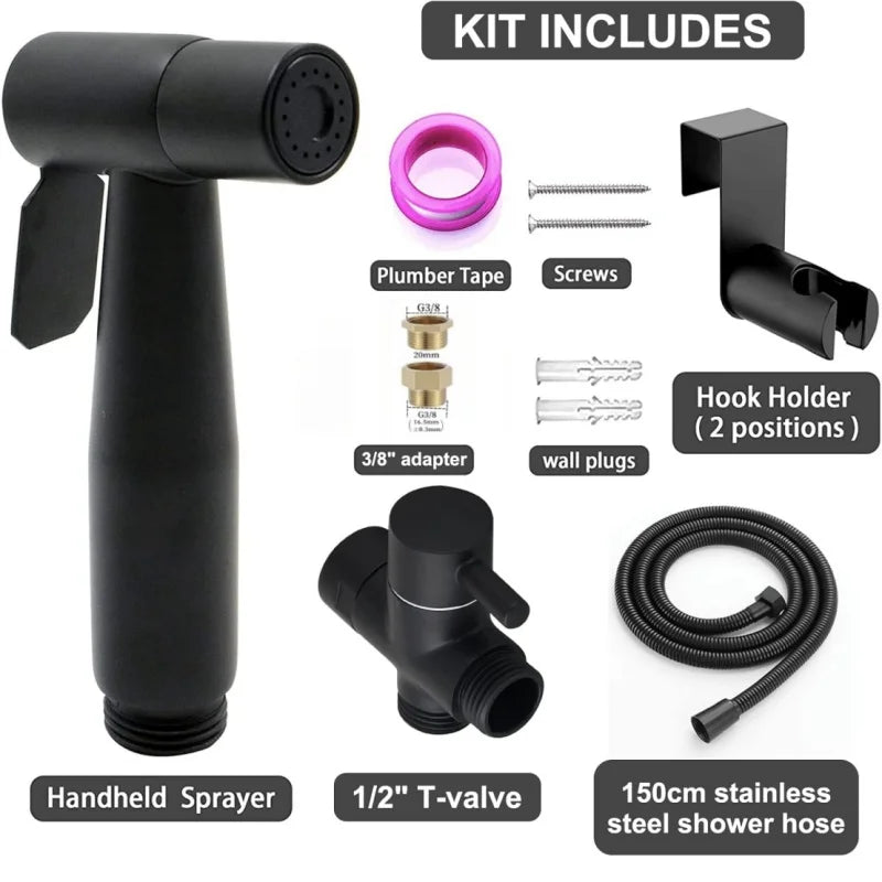 Handheld bidet spray kit with 3-way valve(G1/2 "-3/8")·used for toilet cleaning and personal hygiene