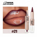 2 in 1 Dual End Matte Lip Liner Pencil & Shiny Mirror Lip Gloss Waterproof Long Lasting Lip Cosmetics for Smooth Application