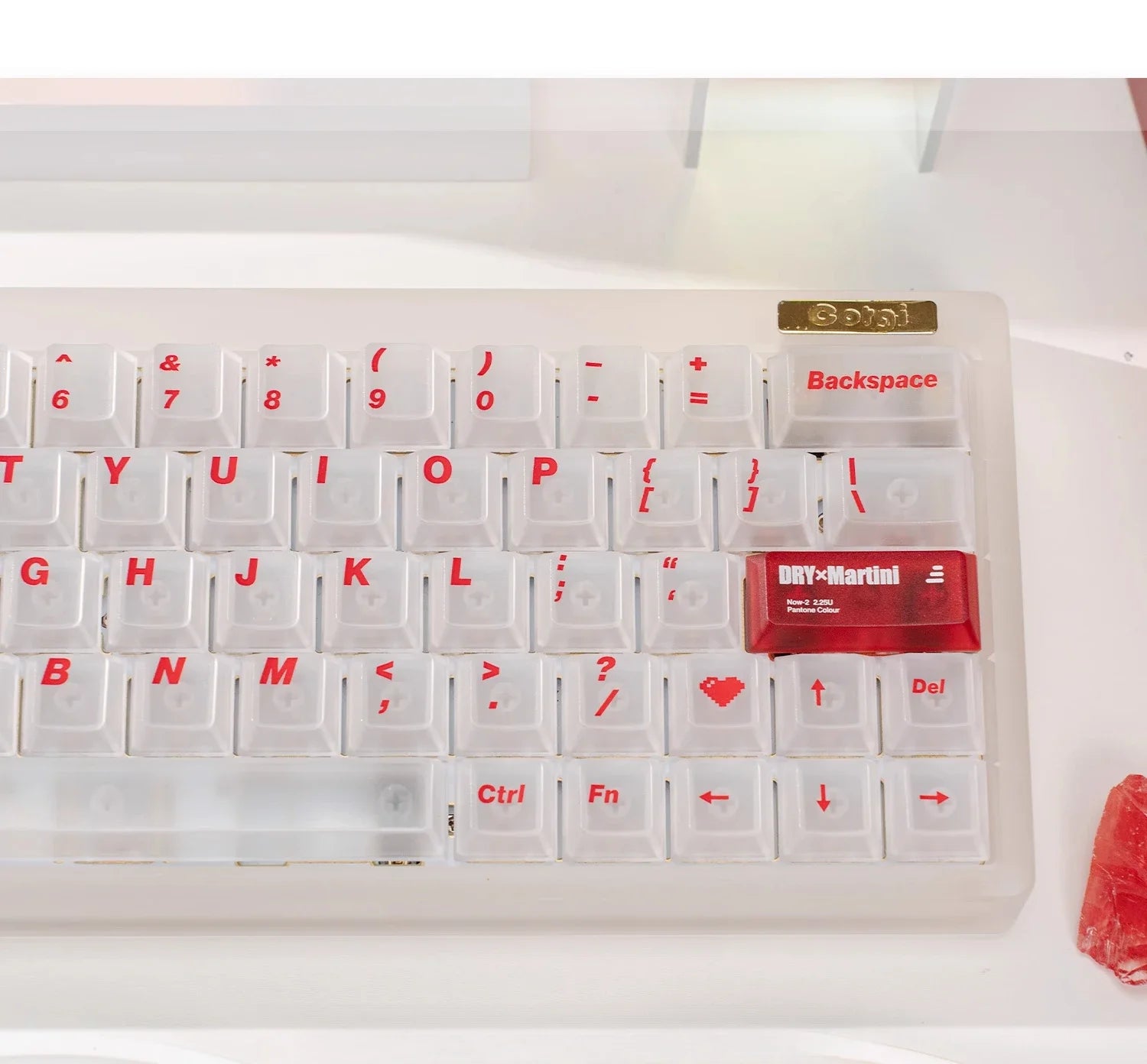 White Frog Korean Keycap Mist Pc Transparent Light Cherry 154/131 Key2.25/2.75/7U Space Bar Retro Red L Shape Enter Key Keycaps