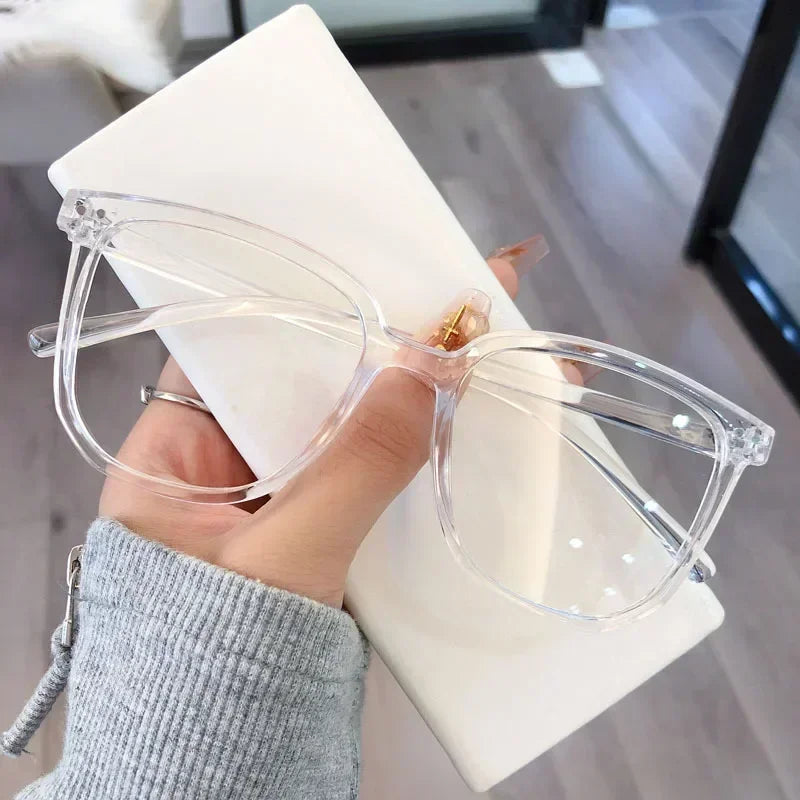 Anti Blue Light Presbyopia Eyeglasses Vintage Trend Oversized Square Hyperopia Eyewear Finished Prescription Reading Glasses