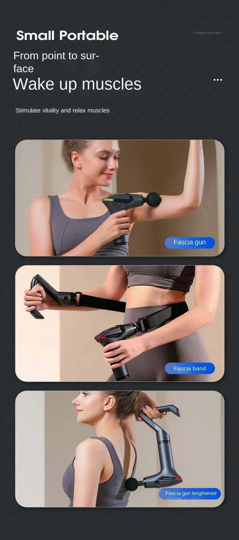 Multi functional split band fascia gun with detachable handle vibration massage professional fitness muscle relaxation massager