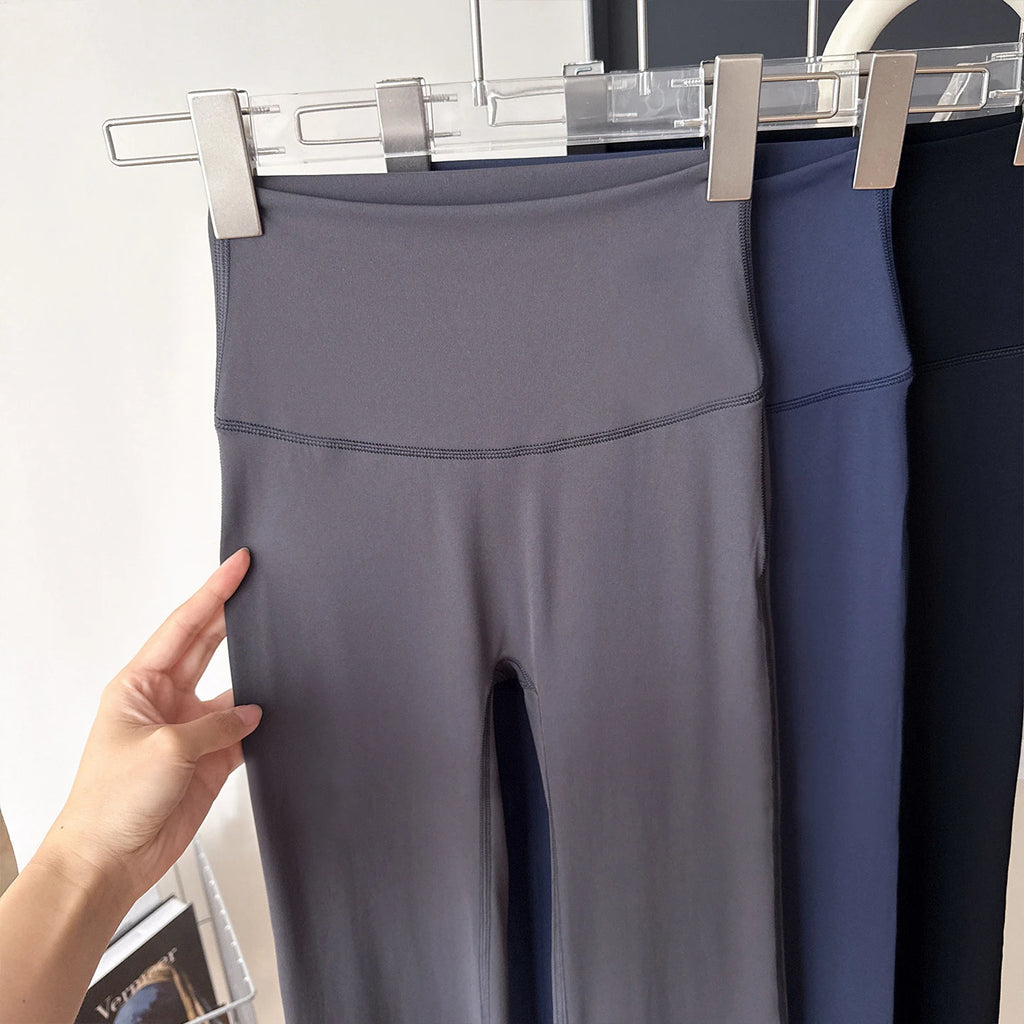 Women's High Waisted Yoga Flared Pants High Elasticity Tight Seamless Breathable Quick-Drying Running Casual Outdoor Sport Pants