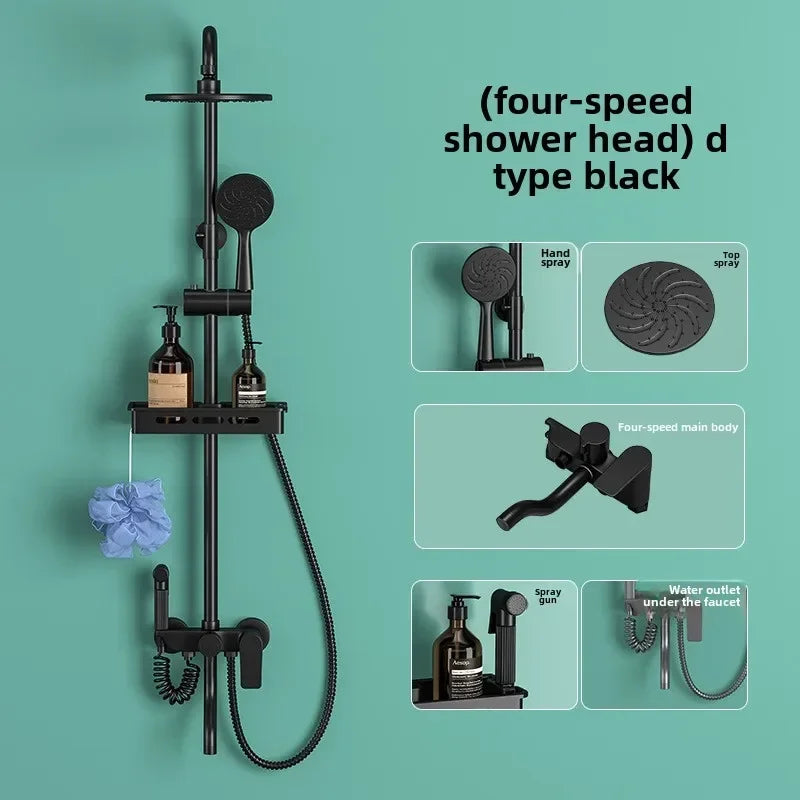 Hot and Cold Shower Head Set Bathroom Set Brushed Gold Shower System Toilet Shower Set, Household Bathroom Shower Douche