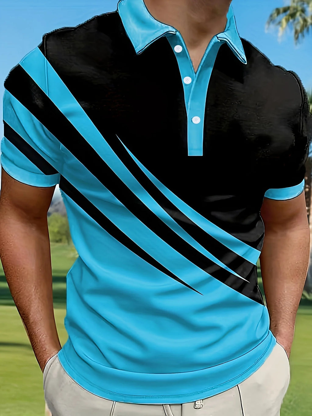 Summer T Shirts for Men 2024 Short Sleeve Men's Clothing Collar 3D Printing Plain Shirt Striped Polo Tees Fashion Pullover Tops