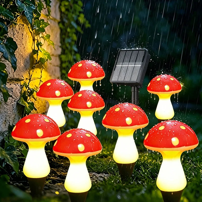 Outdoor LED Mushroom Decor Courtyard Lights Solar Power Waterproof Solar Path Ground Lights for Villa Walk Street Lawn Decor