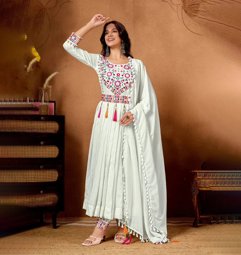 Premium Simple Traditional Wedding Diwali Party Muslin Jaipur Print Anarkali Suit Women Eco-Friendly Breathable Silk Custom