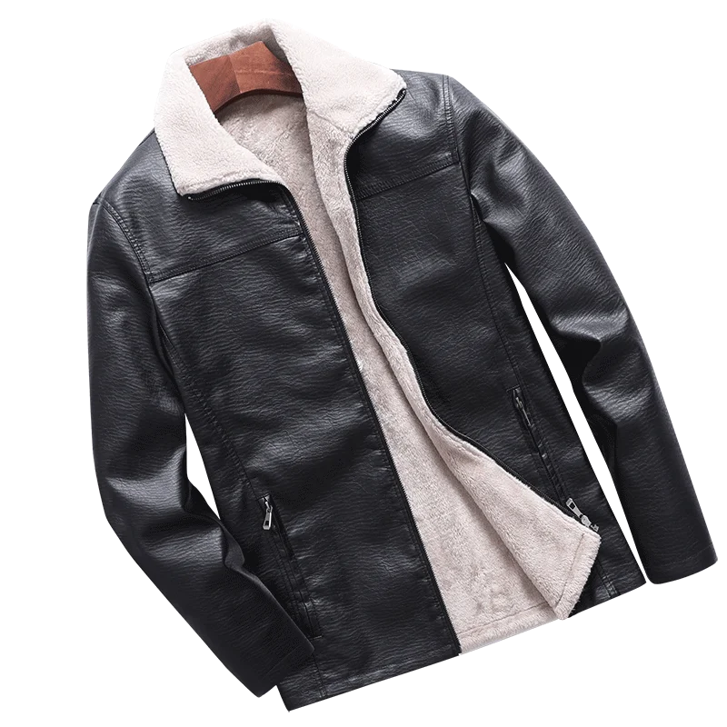 Men Plus Velvet Men Winter Warm Motorcycle Thickened Leather Coat Man Fleece Autumn PU Leather Coats Warm Fleece Leather Jacket