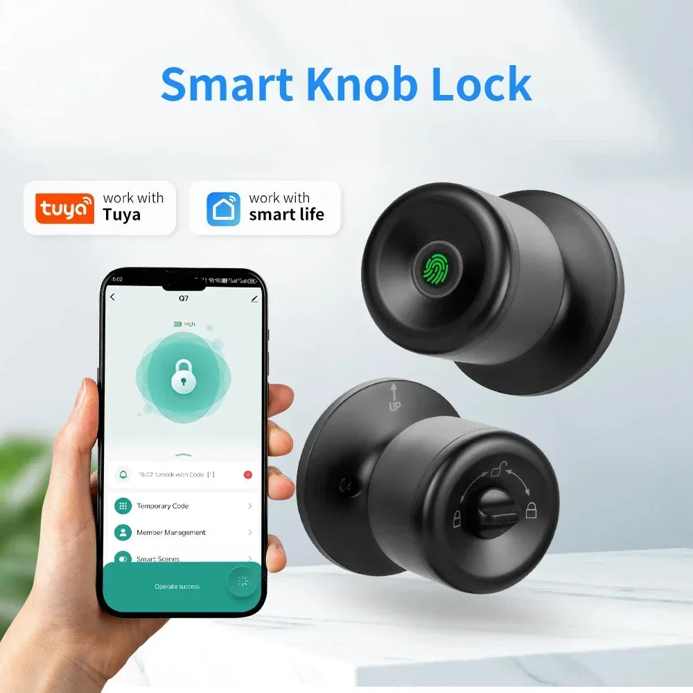 YFK Tuya Smart Door Lock Fingerprint Unlocking Electronic Lock Built-in Battery Dual-Mode Settings For Home Apartment or Gateway