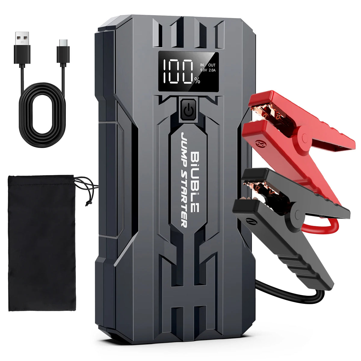 3000A Peak Current, 20000mAh Emergency Jump Starter, (8.0L GAS, 6.5L Diesel) Portable Power Bank