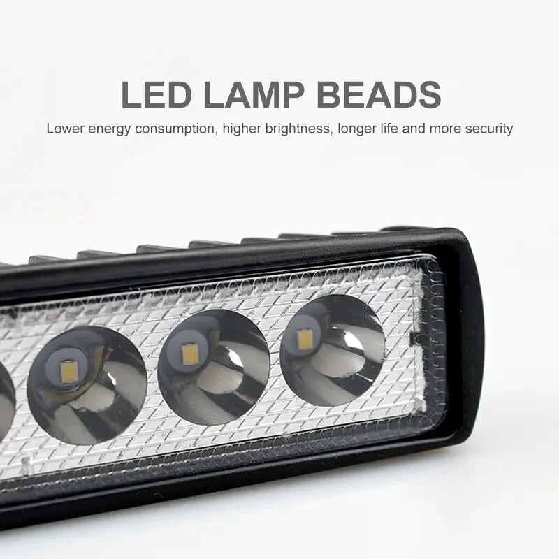 18w 6 LED Car Work Light High Bright Spotlight Universal Offroad Automobile Truck Driving Fog Headlights DRL Driving Lamp 12V