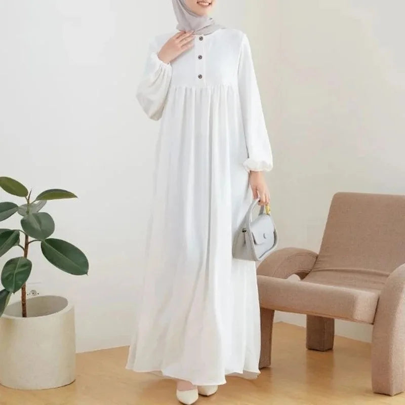 Stylish Casual Robe Bubble Sleeve Dress