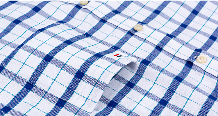 100% Pure Cotton Oxford Shirts for Men Long Sleeve  Plaid Shirt Striped Male Shirt BusinessTartan  Red Shirt Men Designer Shirts