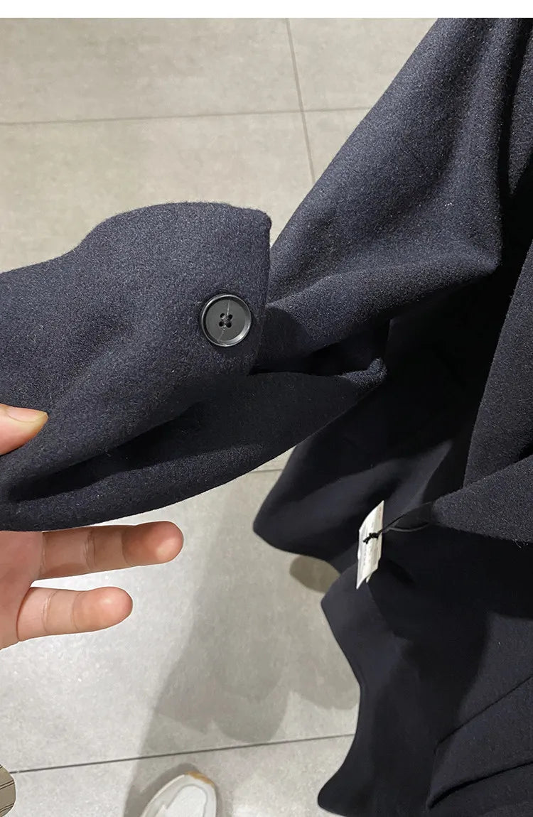 MAMELICCE Original design Mid-length woolen coat Wool-blend coat Classic business casual Autumn and winter trench coats Men coat
