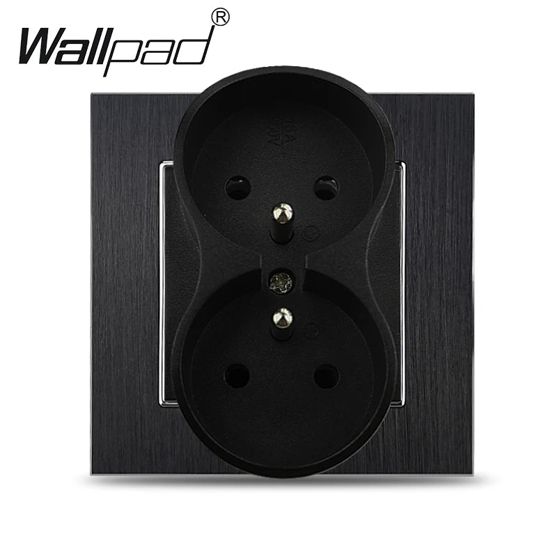 Euro USB Type-C Socket Black Matte Metal Panel Double Triple Electrical Wall SocketS EU Type A+C Outlet with Cap Cover Round Box