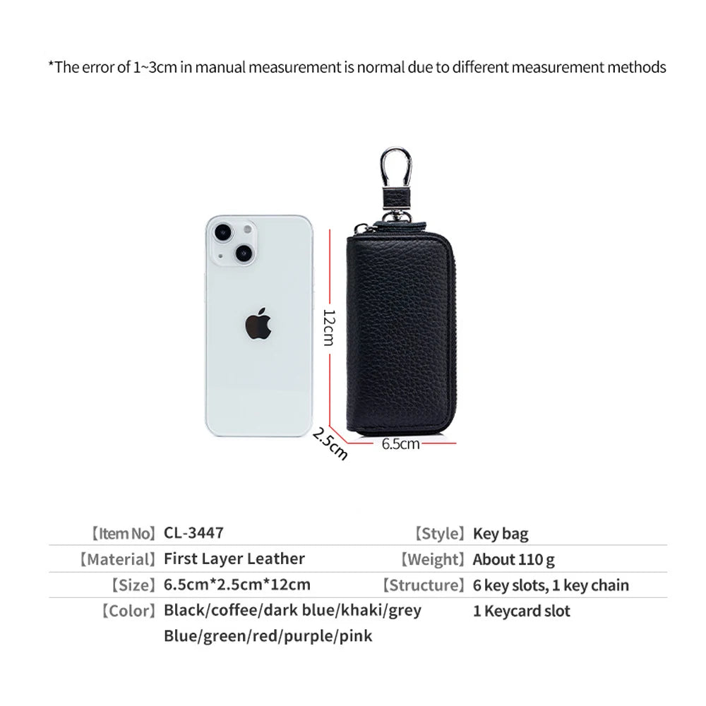 Key Case Multifunctional Zipper Men's Household Key Case Universal Car Keybag Women Leather Organizer Keychain Wallet 10 Color