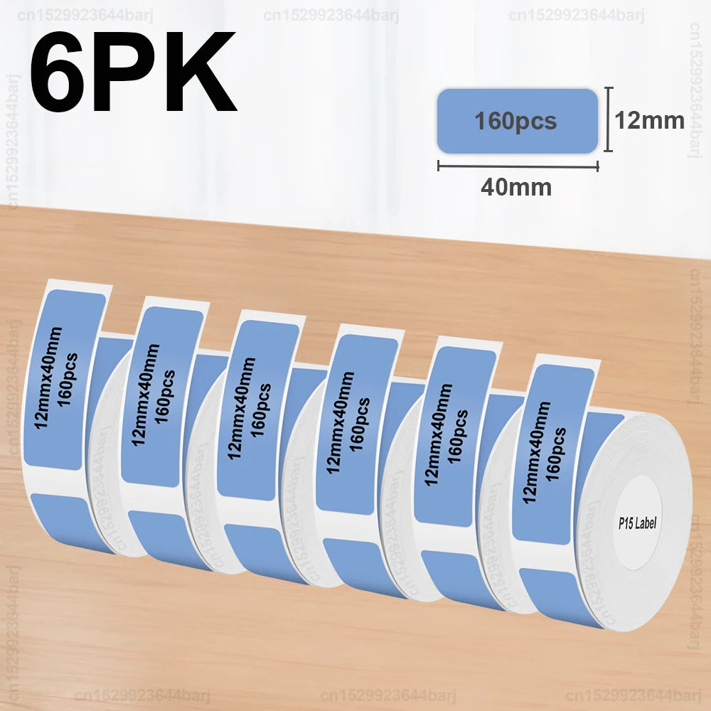 3pcs/6pcs P15 Label Printer Sticker 12*40mm Label Tape Thermal Label Paper Compatible Phomemo D30 Q30 Marklife P15 P12 Labeller