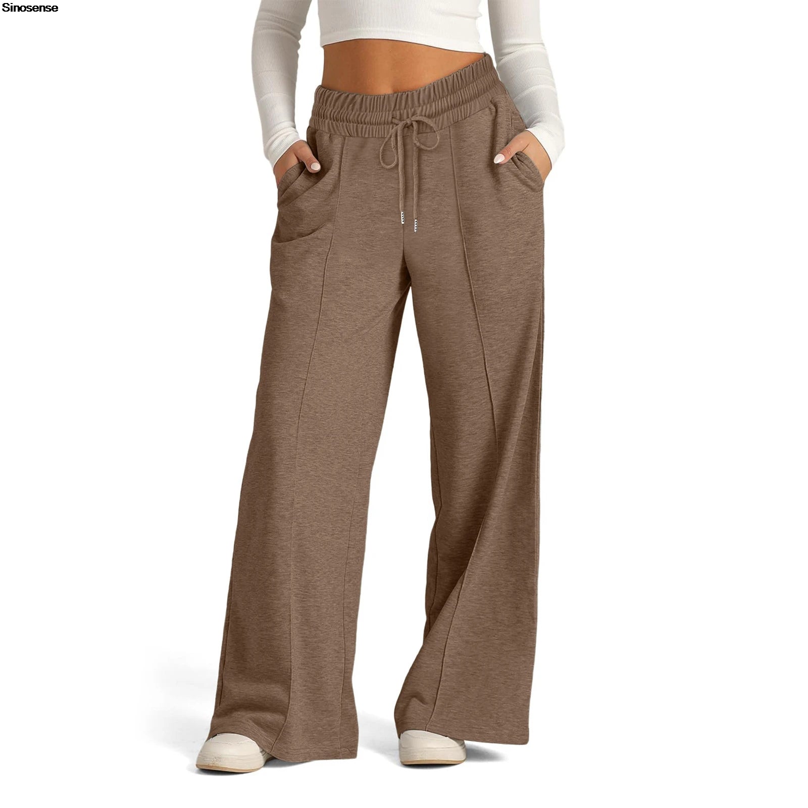 Womens Wide Leg Sweatpants High Waisted Baggy Flared Pants Drawstring Athletic Joggers Casual Daily Wear Loose Yoga Sports Pants