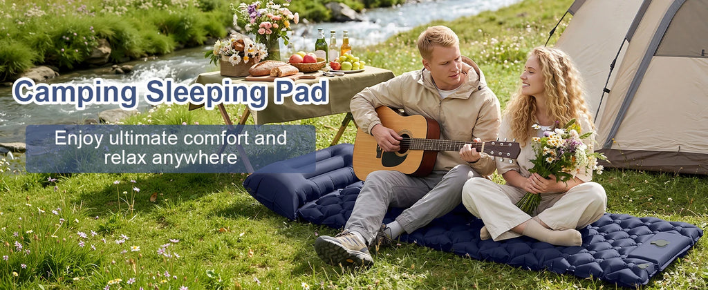 Camping Sleeping Pad, Ultralight Camping Mattress with Pillow Built-in Foot Pump,Self-inflating Sleep Mat