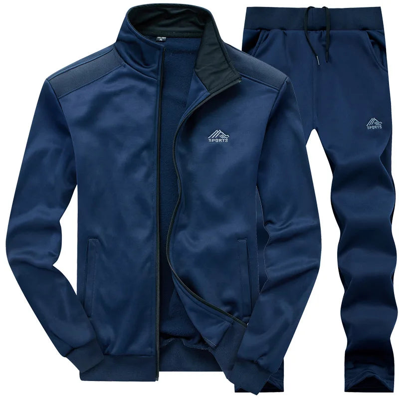 2025 Gym Spring Jacket + Pants Casual Tracksuit Men Sportswear Tracksuits Men Polyester Sweatshirt Sporting Fleece ropa hombre