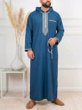 Muslim Men's Formal Thobes Long-sleeved Solid Color Loose Traditional Islamic Men's Clothing Kaftan Festival Arabic Ethnic Robe