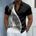 Men's Gradient Waves Abstract Shirt Button Up Short Sleeve 3D Print Turndown Shirt Blue Red Purple Green