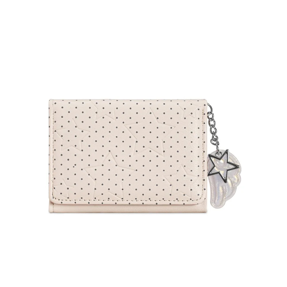 Fashion Y2K Tri-fold Wallet Wing Pendant Star Dot Coin Purse Zipper Clouse Multicolor Women's Wallet for Students