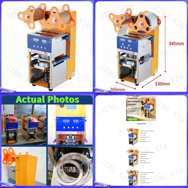 Commercial Plastic Cup Sealing Machine for Bubble Tea 95 90 75 70mm Semi-automatic Sealer