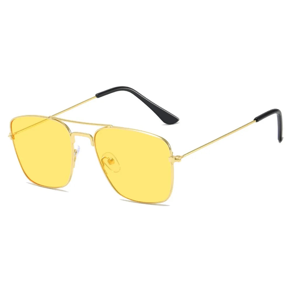 1 Pcs Trendy Metal Double Bridge Fishing Sunglasses Colored UV400 Ocean Lens Shades Square Metal Sunglasses for Men & Women