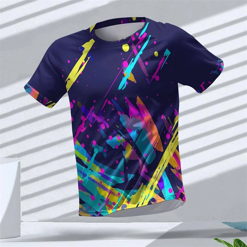 Geometric Graphic 3D Printed Sports T Shirts Summer Casual Running Table Tennis T-shirts Trendy Streetwear Mens Tees Fashion