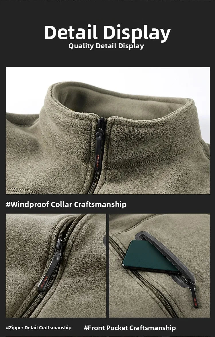 Winter Jacket Men's Fleece Jacket Winter Thickened Zip Up Coat Outdoor Thermal Warm Fleecewear For Sports Men's Winter Jacket