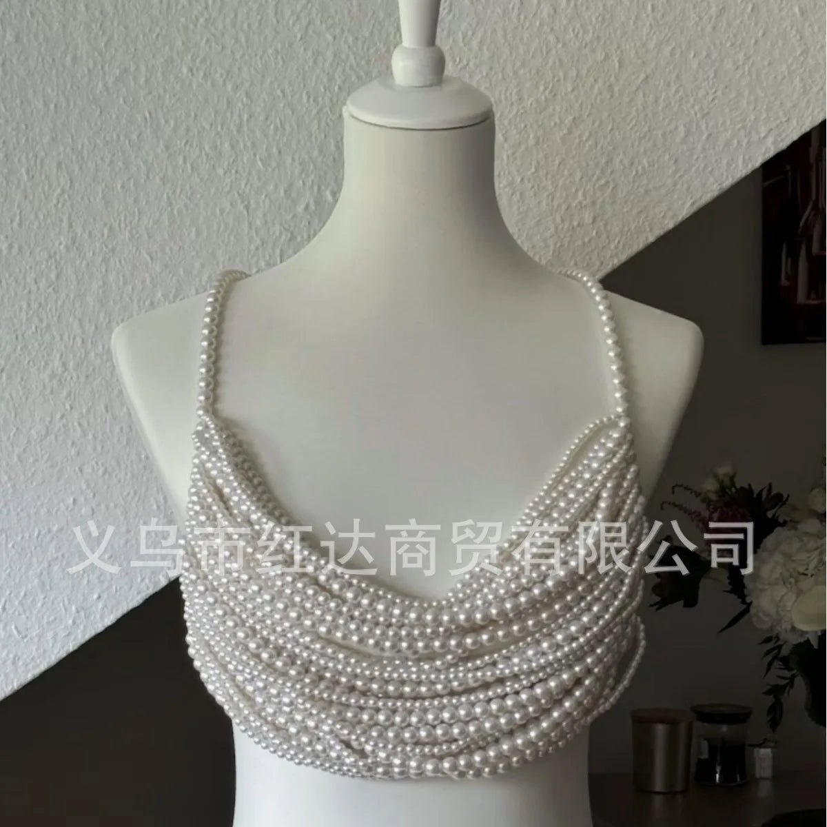 Pure Handmade Multi-Storey High Quality Pearls Camisole Tops Vest Sexy Chest Chain Decorate Hanging Neck Necklace Luxury Brand