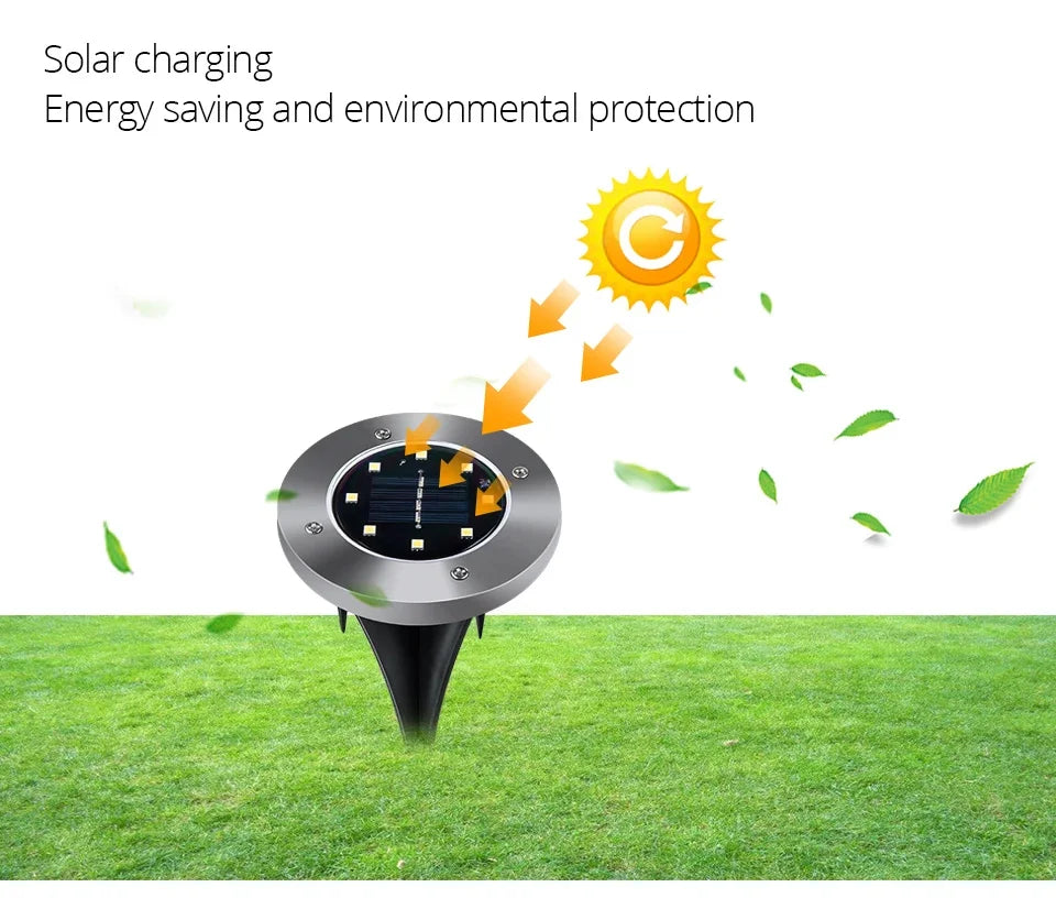 8/20 LED Solar Power Disk Light Outdoor Garden Solar Underground Light Deck Light Spotlight Buried Solar Led Lamp Garden Decor
