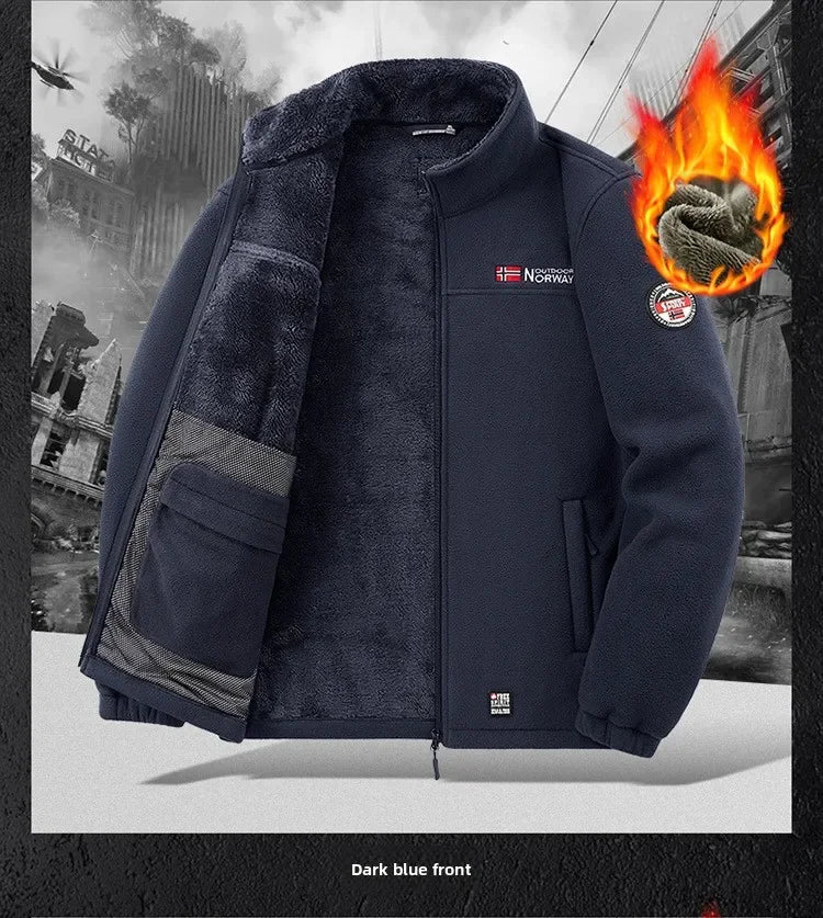 Winter Jacket Men's Fleece Jacket Winter Thickened Zip Up Coat Outdoor Thermal Warm Fleecewear For Sports Men's Winter Jacket